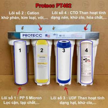 Bộ Lọc Thô Đầu Nguồn 4 Cấp Lọc 10 Inch PROTECC PT422 - 2 Ron