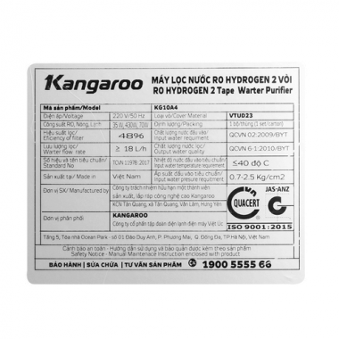 Máy lọc nước Kangaroo KG100HK - 2 Vòi Nóng Lạnh Nguội - 10 Cấp Lọc