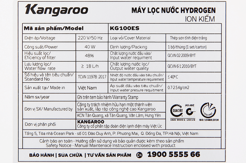 Máy Lọc Nước Hydrogen Ion Kiềm SLIM KG100ES - 7 Cấp Lọc