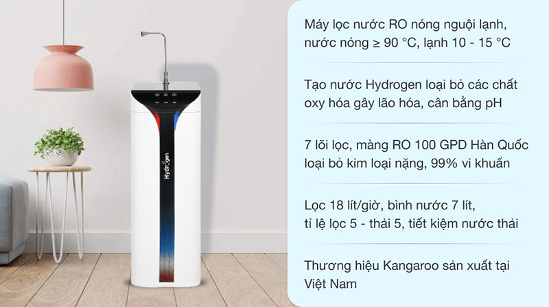 Máy lọc nước nóng lạnh kangaroo hydrogen ion kiềm KG10A6S