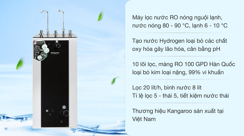 Máy lọc nước Kangaroo KG100HK - 2 Vòi Nóng Lạnh Nguội - 10 Cấp Lọc