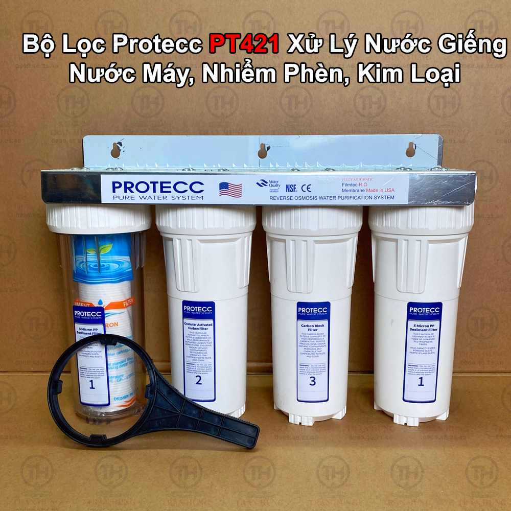 Bộ Lọc Thô Đầu Nguồn 4 Cấp Lọc 10 Inch PROTECC PT421 - 2 Ron